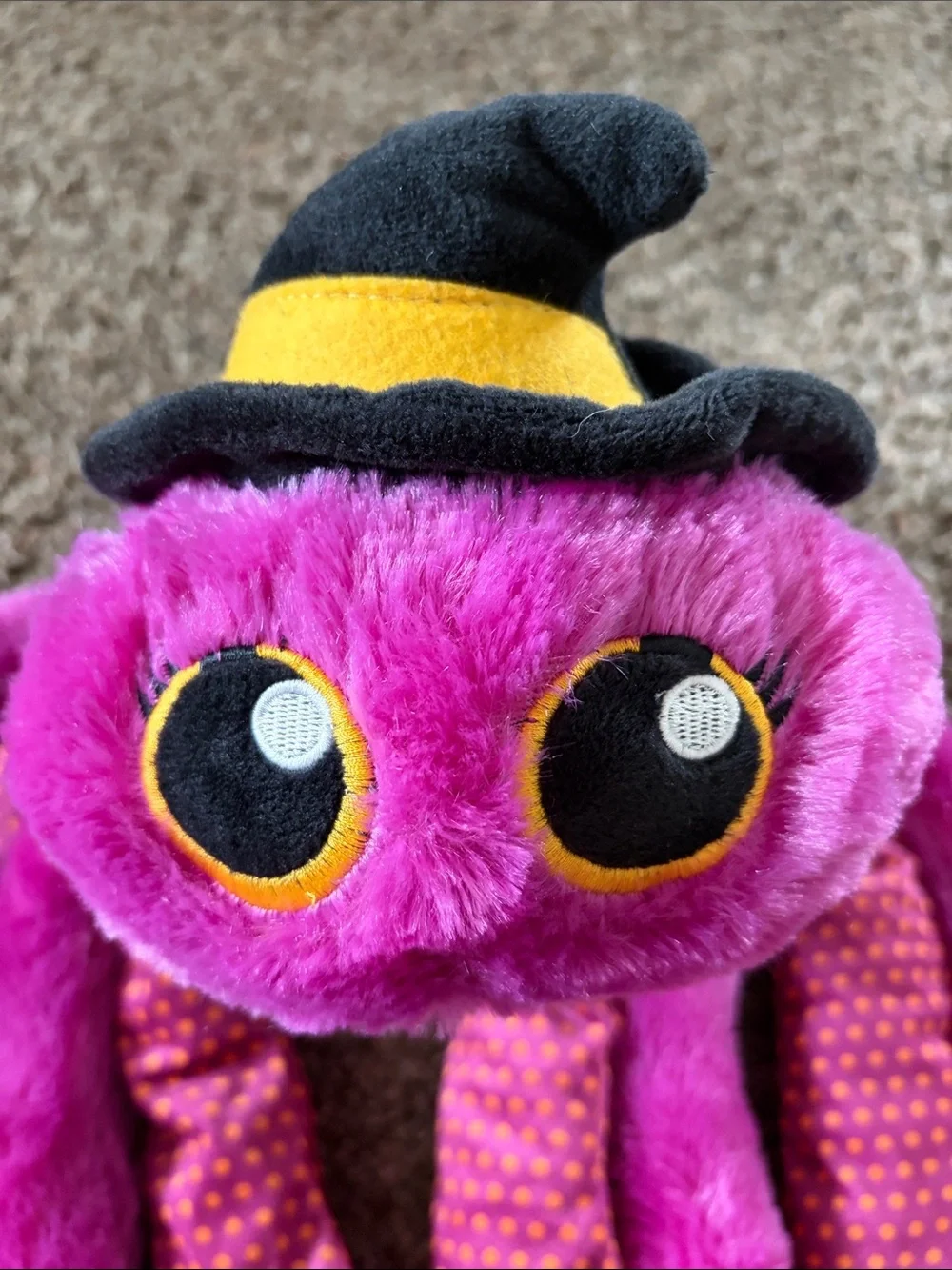 NWT Bootique XL Purple Spider Plush Dog Toy w/ Witch Hat and Multiple Squeakers